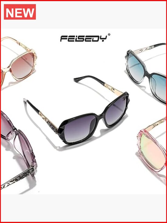 Polarized Women Square Sunglasses Sparkling Composite Frame